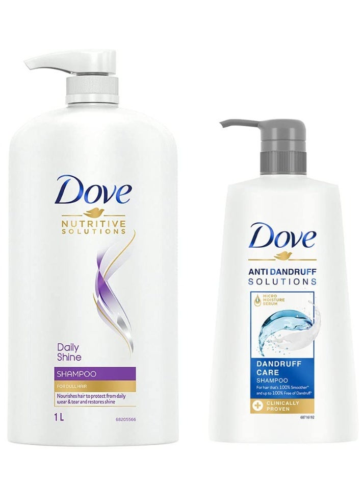 دوف شامبو دوف ديلي شاين 1 لتر وشامبو دوف مضاد للقشرة 650 مل - Image 1